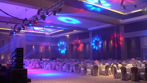 Stage lights and table decoration Stock Footage 259731175