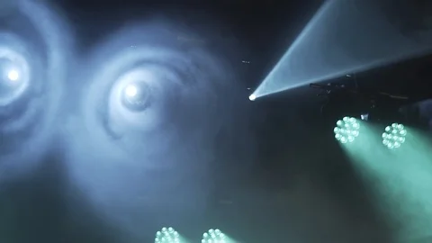 Stage lights are turned on during the concert blinking and shining. Stock Footage 99496821