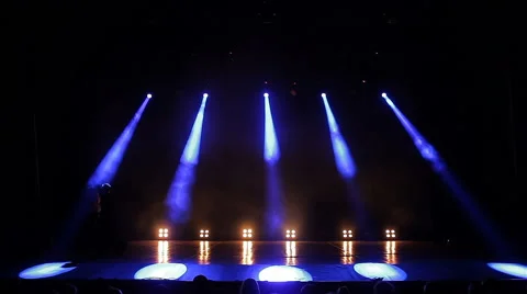 Stage Lights. Blue. Bright Stage Lights Flashing Stock Footage 64553619