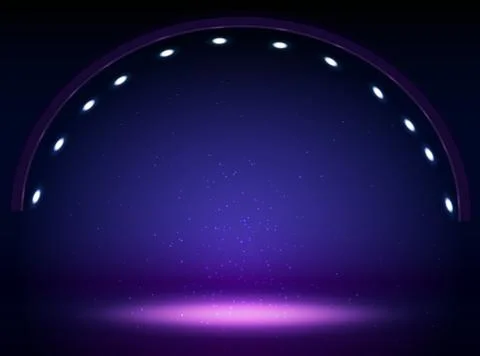 Stage lights circle projectors in the dark. Stock Illustration