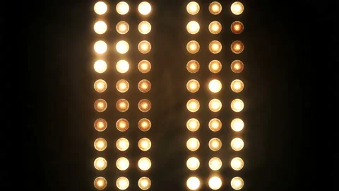 Stage lights. Close-up. Floodlight Lights Flashing Wall . Stock Footage