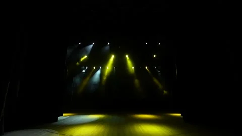 Stage lights flashing at podium. The stage of a theater with red spotlights. Stock Footage 162184657