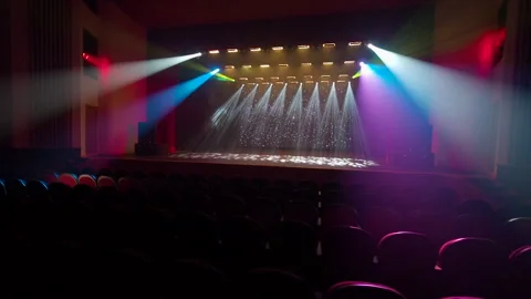 Stage with lights.  Lighting equipment is working. Stock Footage 146349476