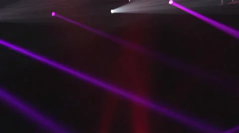 Stage Lights. Motion Red, Purple Spotlight with long rays Video stock 53267623