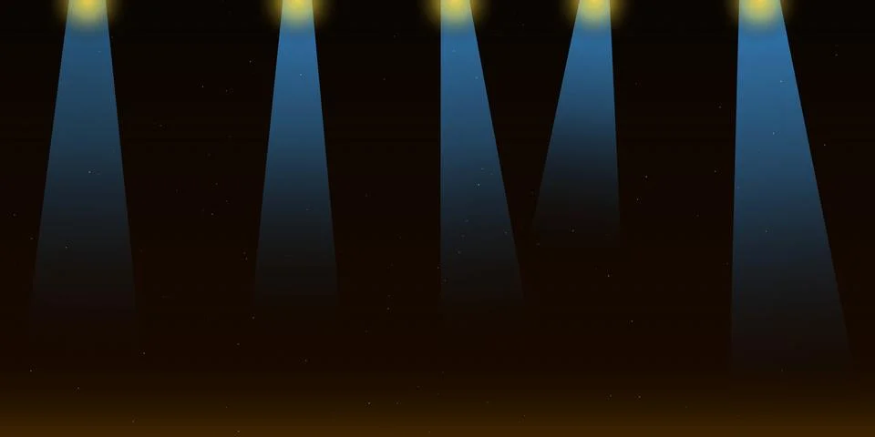 Stage lights shining on dark background Illustrazione stock