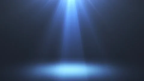 Stage lights shining at floor. Scene with blue spotlight. Flashing rays. Video stock 115742745