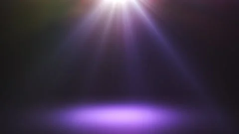 Stage lights shining at floor. Scene with purple spotlight. Flashing rays. Video stock 115742917