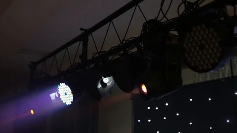 Stage lights shining at studio. Seamless looping animation. Video stock 108563502