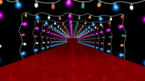 Stage Lights String Bulb Animation Tunnel Footage New Year Stage  Christmas  Stock Footage 166225445