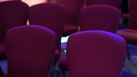 Stage lights tests and conference chairs before event Stock Footage 72641683