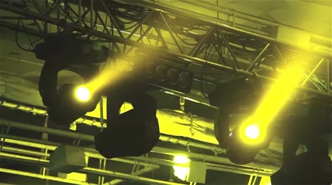 Stage Lights. Yellow rays of light 스톡 동영상 53267681