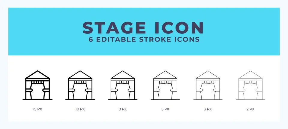 Stage line icon illustrations with editable strokes. Stock Illustration