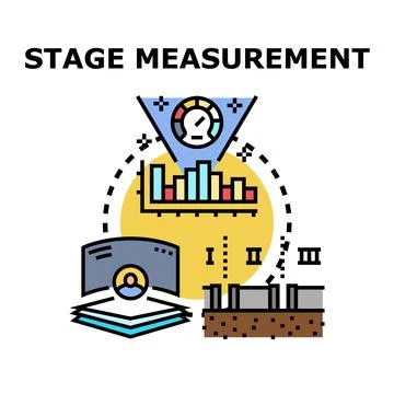 Stage measurement concept vector illustration analyzing project progress イラスト素材