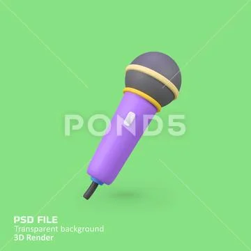 Stage Microphone isolated 3d render icon illustration PSD Template
