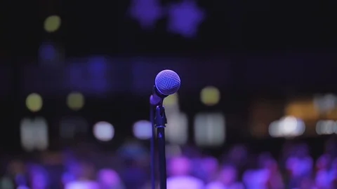 Stage Microphone Slow Motion V2 Stock Footage 87718978
