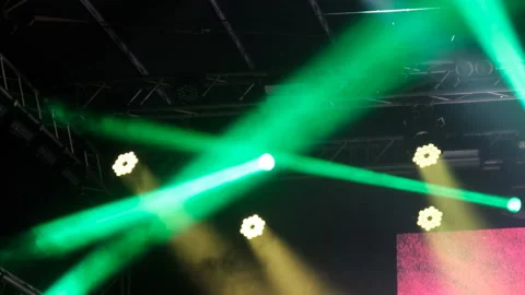 Stage Multi Colored Lighting, Light Show at the Concert, Lighting Effects Stock Footage 155523194