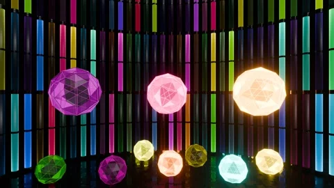 Stage with neon lights and VJ Loop spheres Stock Footage 271151084
