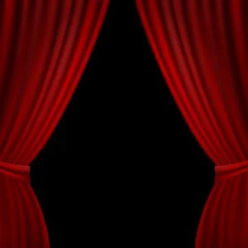 Stage Opened Red Curtain Stock Illustration