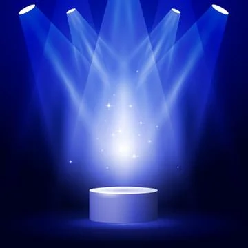 Stage or podium in spotlight rays - blank award pedestal Stock Illustration