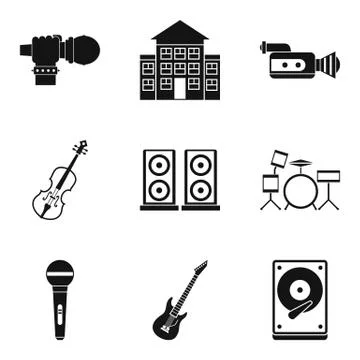 Stage performance icons set, isometric style Stock Illustration