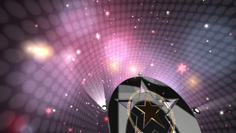 Stage platform with spotlights and glittering particles Stock Footage 340294286