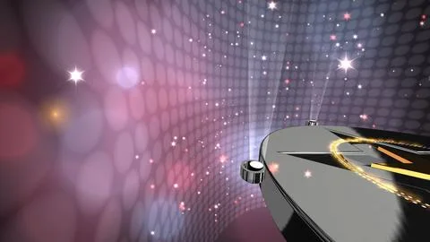 Stage platform with spotlights and glittering particles Illustrazione stock