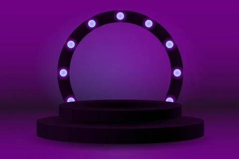 Stage, podium with 2 dark steps illuminated in the form of a circle. Stock Illustration
