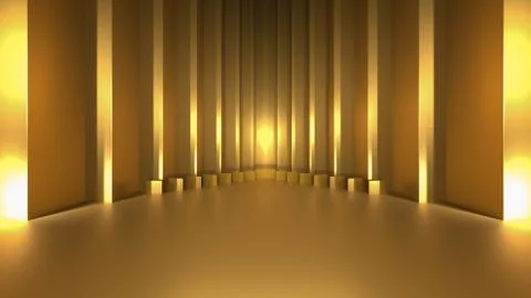 Stage podium golden with lighting surface product template. 3D rendering Stock Illustration