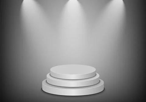 Stage podium with lighting on grey background, vector illustration Stock Illustration