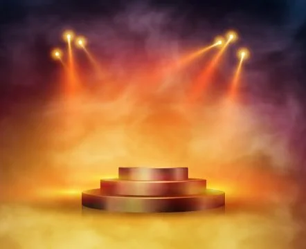 Stage podium with lighting, Illustrazione stock