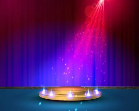 Stage podium with lighting, Illustrazione stock