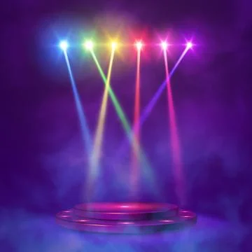 Stage podium with lighting, Stock Illustration