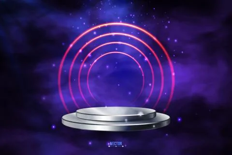 Stage podium with lighting, Stock Illustration