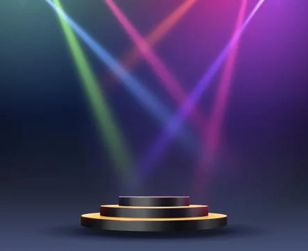Stage podium with lighting, Stock Illustration