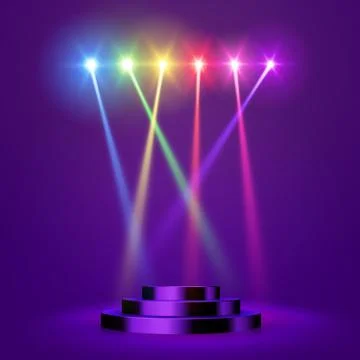 Stage podium with lighting, Stock Illustration