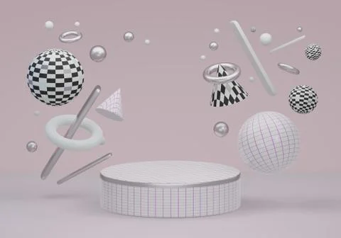 Stage Podium Scene with geometric checkered shapes Stock-Illustration