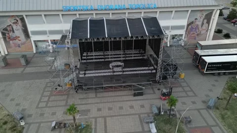 Stage preparation for the concert Stock Footage 248761669