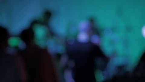 Stage in pub in bokeh Stock Footage 88003656