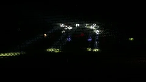 Stage for Rave Techno Party Outside, Spotlighs, Light Effects, and Lasers Stock Footage 106595711