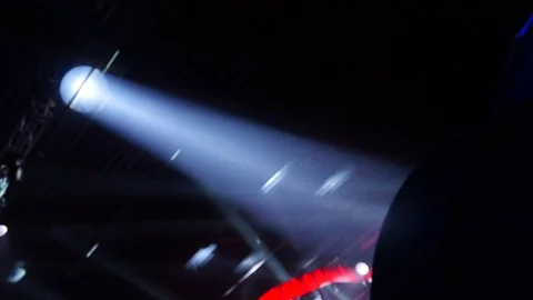 Stage Ray of Light in Concert Hall and Smoke in it Stock Footage 81562389
