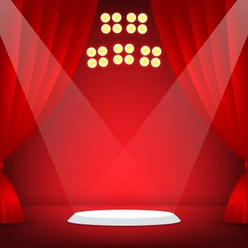 Stage with red background. Vector illustration Stock Illustration