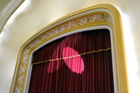 Stage with red curtain for background Foto stock
