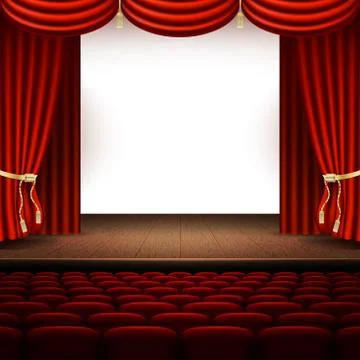Stage with red curtain. EPS 10 vector Stock Illustration