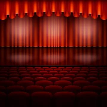 Stage with red curtain. EPS 10 vector Stock Illustration