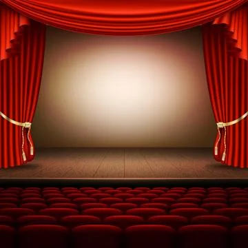 Stage with red curtain. EPS 10 vector Stock Illustration