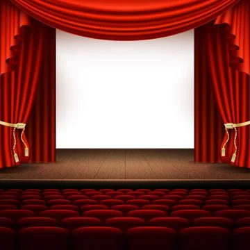 Stage with red curtain. EPS 10 vector Stock Illustration