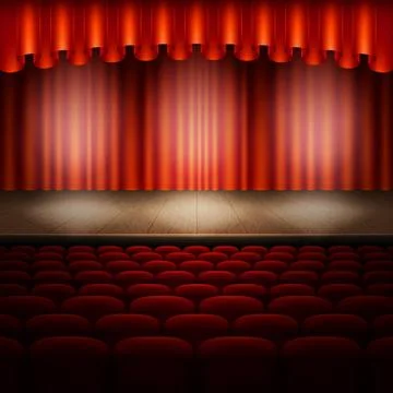 Stage with red curtain. EPS 10 vector Stock Illustration