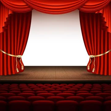 Stage with red curtain. EPS 10 vector Stock Illustration