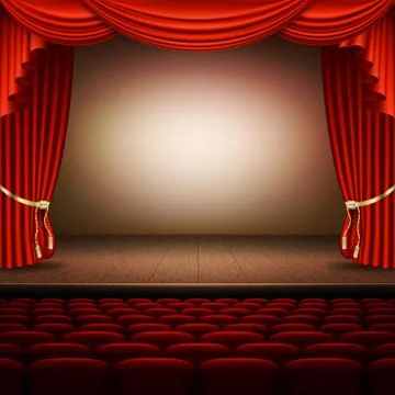 Stage with red curtain. EPS 10 vector Stock Illustration