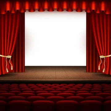 Stage with red curtain. EPS 10 vector Stock Illustration
